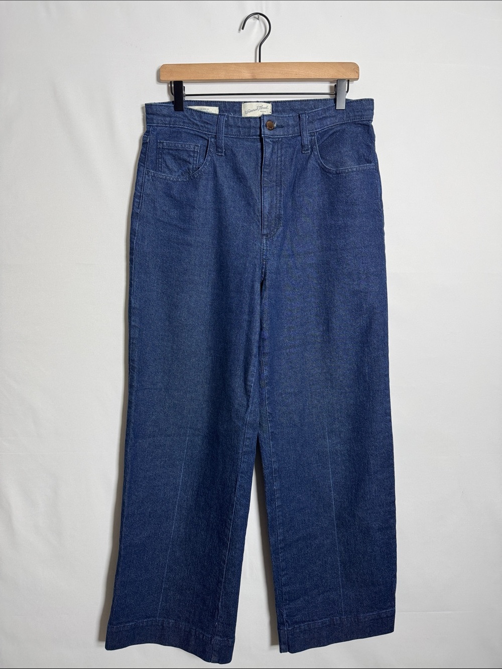 WJ90 {Universal Thread} "High Rise Wide Leg" Short Dark Blue Baggy Denim Jeans